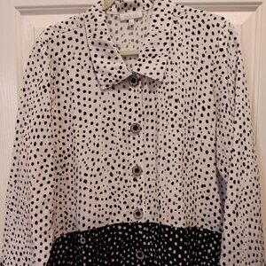 Habitat women's long sleeve black and white polka dot jacket. Size Large.